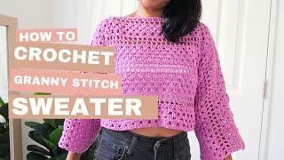 DIY crochet granny stitch sweater step by step.