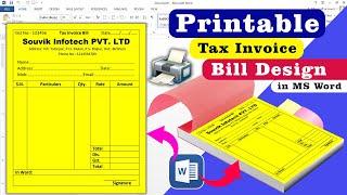 How to make Bill Book in MS Word | Bill Invoice in MS Word | MS Word Tutorial