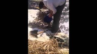 Testing sluice with adjustable legs.