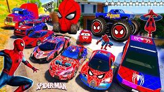 GTA 5 - Stealing MODIFIED SPIDERMAN Vehicles With SPIDERMAN & Franklin! (Real Life Cars #67)