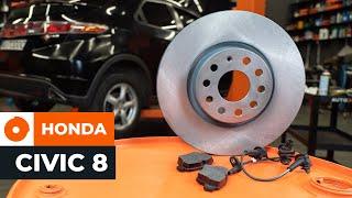 How to change rear brake disc and pads set on HONDA CIVIC 8 [TUTORIAL AUTODOC]