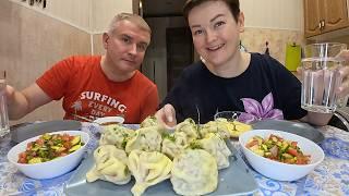 Мукбанг объедаемся домашними ХИНКАЛИ! Вован КАЙФУЕТ, не может ОСТАНОВИТЬСЯ) Семейный ужин в России