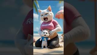 Pregnant Mother Cat's SHOCKING Beach Adventure! #aicat #cute #cat #shorts  #kitty #funny  #aiart