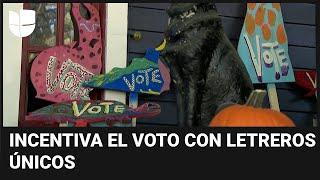 Un profesor de arte de Nashville incentiva el voto con estos ingeniosos letreros pintados a mano