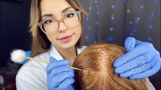 ASMR Doctor Scalp & Lice Check Inspection Exam Roleplay Medical Examination, Glove Sounds, Massage