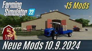 LS22: Modhub Mods vom 10.9.2024: Mini-Traktor, Geräte und tolle Gebäude