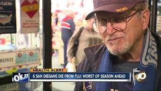 Six San Diegans die from flu; worst of season ahead