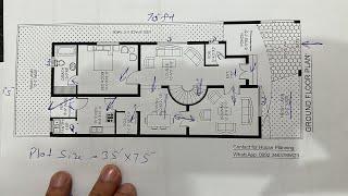 35 x 75 House Plan Full Drawing