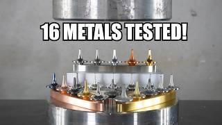 From Titanium to Tungsten: 16 Metal Spinning Tops vs the Hydraulic Press!