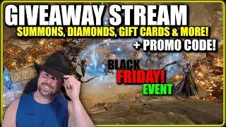 Giveaway Stream! Summons, Diamonds, Gift Cards and More! PROMO CODE! - LIVE | Watcher of Realms