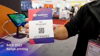 Webex Events badge printing demo at IMEX 2022