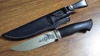 Ножны из кожи для ножа ,,Волк,, с пояснениями. Sheath made of leather for a knife Wolf.