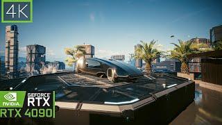 4k Ambient Flying over Luxury Apartments in Cyberpunk 2077 I RTX 4090 Path Tracing AI DLSS 3.5