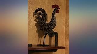 Black Damask Metal Rooster Decor, Metal Chicken Statue Handcrafted by Metal review