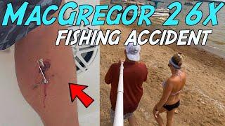 Fishing Accident!  Learning To Sail MacGregor 26 Mark Twain Lake Trailer Sailer. Spalding Beach.