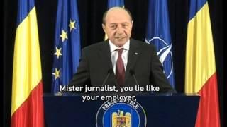 Romanian president Basescu attacks and threat tv station Antena 3