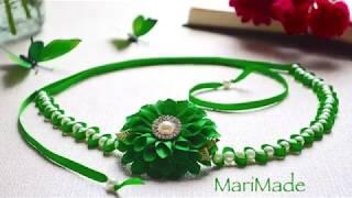 Канзаши Цветок из Ленты Колье Ожерелье Kanzashi Flower Flor Necklace