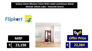 Godrej Interio Slimline 2 Door With Locker and Drawer Metal Almirah  Finish Color   Textured Ceremi