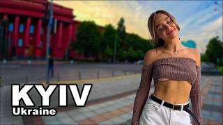 Walking tour of evening Kyiv Ukraine  - Summer 2024