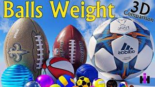 Average Sport Balls Weight : 3D Weight Comparison