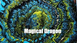 Magical Dragon.. Psychedelic?  Circular straight pour/ life in splatters .. 2 paintings