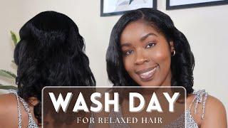 Wash day ft Design Essentials Almond and Avocado Line | Relaxed Hair. | DenaJ