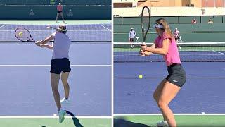 Elena Rybakina v. Paula Badosa - 2023 IW Court Level Practice [4k 60fps]