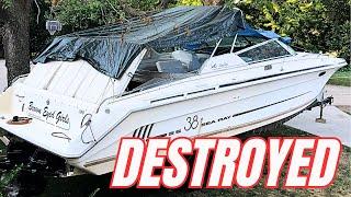 Watch As We DESTROY The Hull Of A 1990’s YACHT | 1992 Sea Ray 380 Sun Sport Boat Restoration