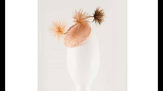 Peach Fascinator Hat With Spiky Floral Accents   #20963