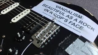 SOLD Kurt Cobain Vandalism Strat Left handed guitar ROAD WORN Fender 98 Squier Replica For Sale