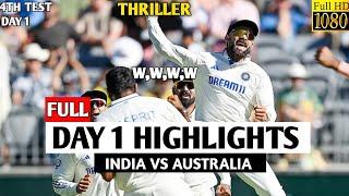 India vs Australia 4th Test day 1 Full Highlights | IND vs AUS | IND vs AUS 4th Test Highlights 2024