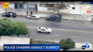 Police chasing possible assault suspect in white Maserati through Los Angeles