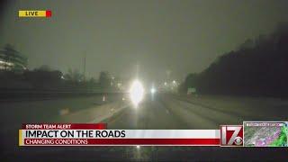 A look at snowy road conditions from the CBS 17 Weather Beast