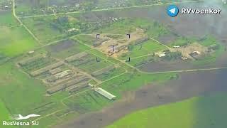 Russian Orlan-10 UAV footage showing Russian artillery strikes on Ukrainian positions in the Lyman.