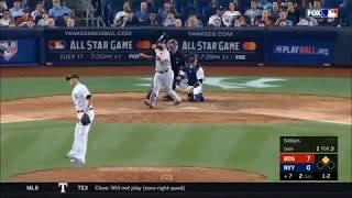 Sandy Leon hits a ball to New Jersey