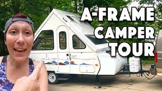 Buying the CHEAPEST A-Frame Camper!  Setup & Walkthrough Tour