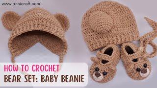 Tutorial How to Crochet Bear baby Bonnet Beginners Friendly