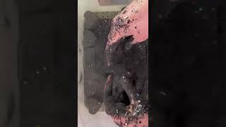 Black gym chalk reforms crush #oddlysatisfying #asmr #gymchalkasmr