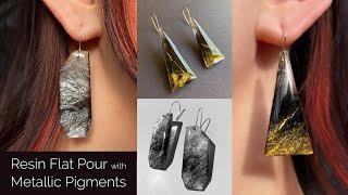 NO MOLD Resin Jewelry with Super Metallic Pigments  #resin #resinjewelry #jewelrymaking #earrings