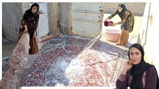 "Eid house-shaking: the secrets of traditional carpet washing for a more pleasant atmosphere!"