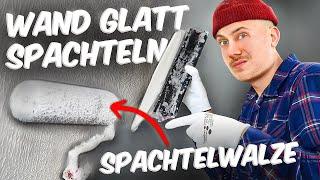 WÄNDE UND DECKEN SPACHTELN (mit Spachtelwalze) ‍️ EINFACHSTE Methode Schritt für Schritt! 