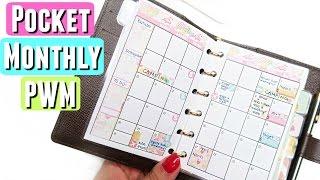 PWM: FLAMINGO Monthly Plan With Me | Sew Much Crafting Pocket Planner Inserts Monthly Spread #62