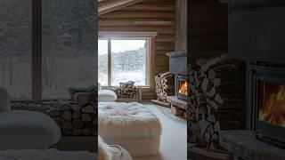 Cozy log cabin living room with warm wood and a fireplace. Perfect retreat!