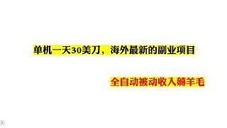 单机一天30美刀，海外最新的副业项目，全自动被动收入薅羊毛---2023创业项目|youtube网赚风口|小本创业|副业兼职|油管兼职网络赚钱项目|在家APP手机赚钱|创业风口|信息差