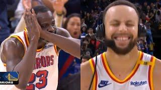 Steph Curry reacts to Draymond doing his Night Night celly after dunk vs Timberwolves 