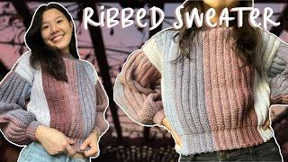 Easy Crochet Ribbed Pullover Sweater Tutorial