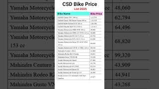 CSD Bike Price List 2025 #shorts #csdcanteen #orop #exservicemen