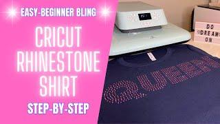 How to make a CRICUT RHINESTONE SHIRT FOR BEGINNERS USING RHINESTONE FONT | STEP BY STEP | EASY