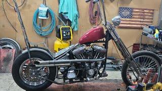 Hippies Chopper Corner continuing fabrication on the Evos