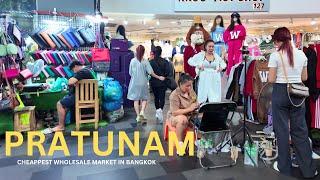 Walking around Pratunam, Cheapest Shopping Wholesale & Retail Market in Bangkok 2024, look around.